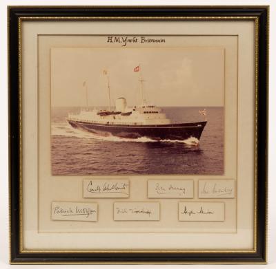 Appraisal: A photograph of H M Britannia with attached autographs of