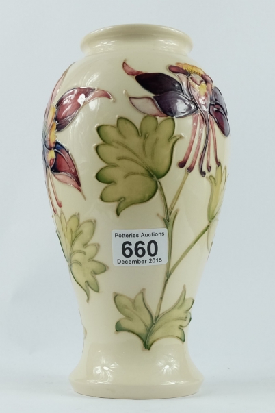 Appraisal: Moorcrofr large vase decorated in the Columbine design on cream