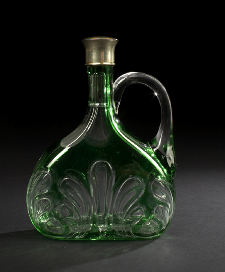 Appraisal: English Victorian Green-Cut-to-Clear Decanter ca probably Stevens Williams Stourbridge of