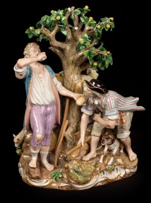 Appraisal: A large Meissen figure group of three farmers about a