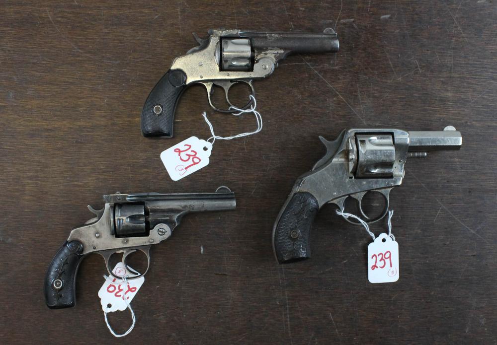 Appraisal: THREE DOUBLE ACTION REVOLVERS H R The American Webley caliber