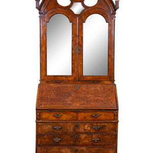 Appraisal: A George II Walnut Bureau Bookcase TH CENTURY AND LATER