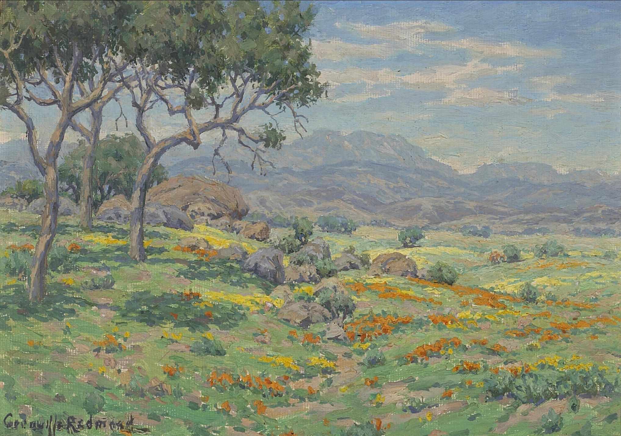 Appraisal: Granville Redmond American - California wildflowers in an extensive landscape