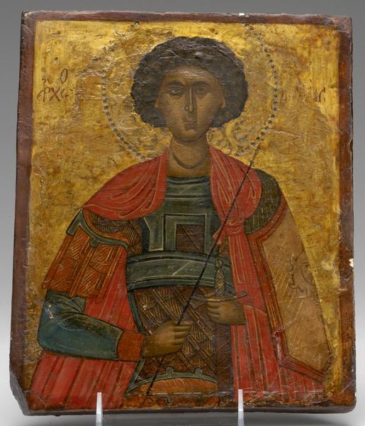 Appraisal: ST GEORGE ICON Late th C some restoration x