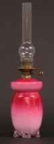 Appraisal: Webb Peachblow Glass Oil Lamp Raspberry to pink shiny glass