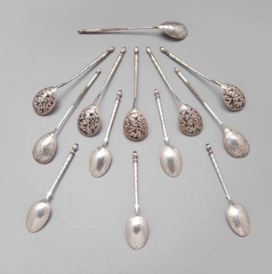 Appraisal: Russian and French silver spoons all with urn finials five