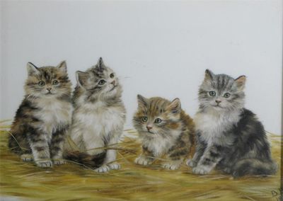 Appraisal: Bessie Bamber Late th Century Four kittens Signed with initials