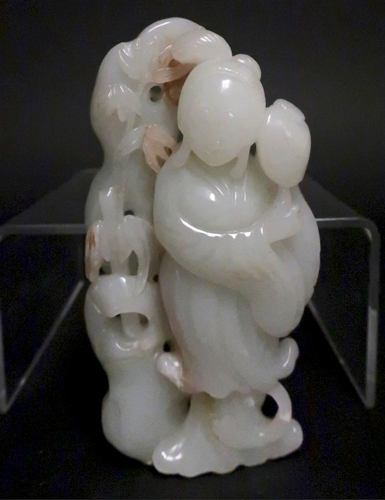 Appraisal: Chinese Carved White Jade Maiden Figure Figure of a maiden