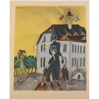 Appraisal: LYONEL FEININGER American - Lithograph in colors Rathaus von Swinem