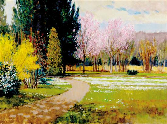 Appraisal: Pierre Poulain French b SPRING TREES oil on canvas framed