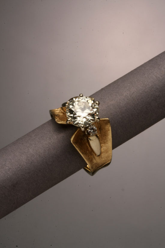 Appraisal: Yellow-Gold Solitaire Diamond Ring Baume The six-prong mount set with