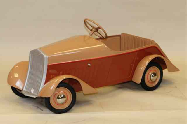 Appraisal: DELAHAYE PEDAL CAR Pressed steel painted in hues of brown