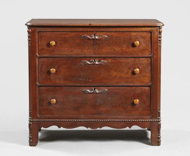 Appraisal: American Cottage Walnut and Figured Walnut Chest late th century