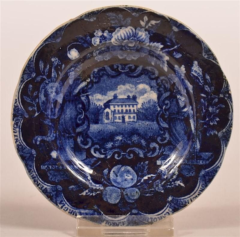 Appraisal: Historical Staffordshire Blue Transfer Cup Plate Historical Staffordshire Blue Transfer