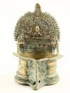 Appraisal: EARLY BRASS TIBETAN ALTAR WELL - Seated Deity on backplate