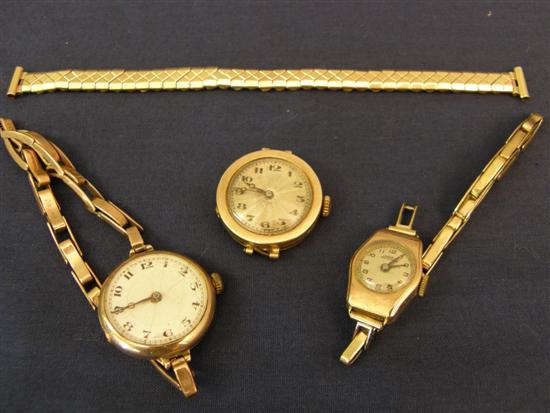 Appraisal: Three ladies ct gold wrist watches