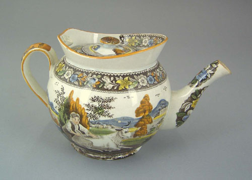 Appraisal: Salopian teapot ca with transfer decoration of a boy and