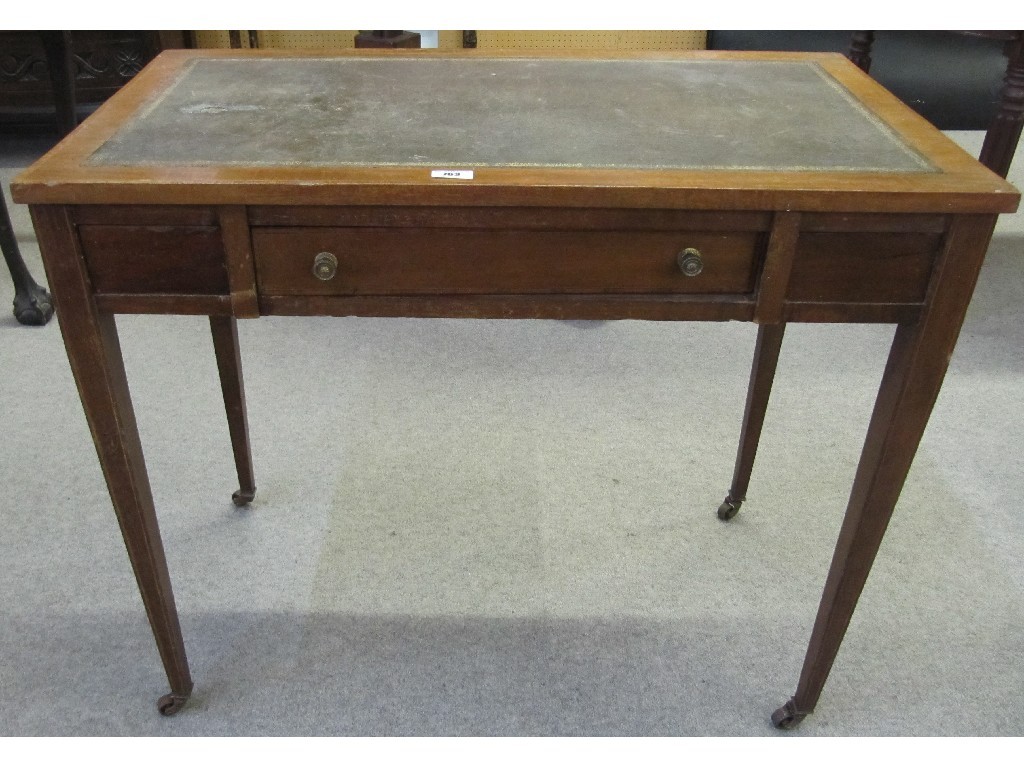 Appraisal: Edwardian mahogany inlaid writing table with leather top