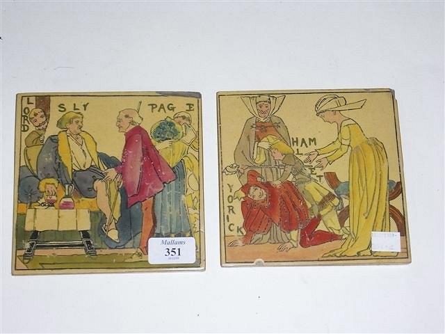 Appraisal: TWO VICTORIAN TILES depicting scenes from Shakespeare's 'Hamlet' and 'Taming