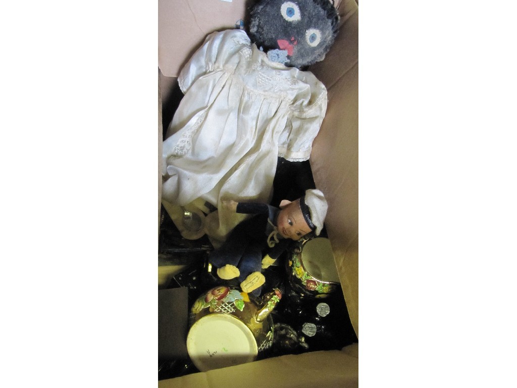 Appraisal: Box of bric-a-brac - sailor doll golliwog doll etc