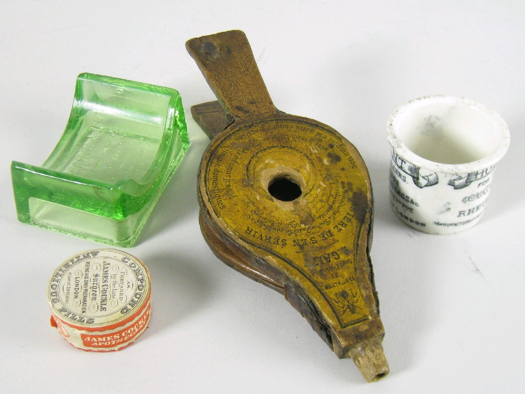 Appraisal: A small wooden Bellows for Galzy insecticide in a small