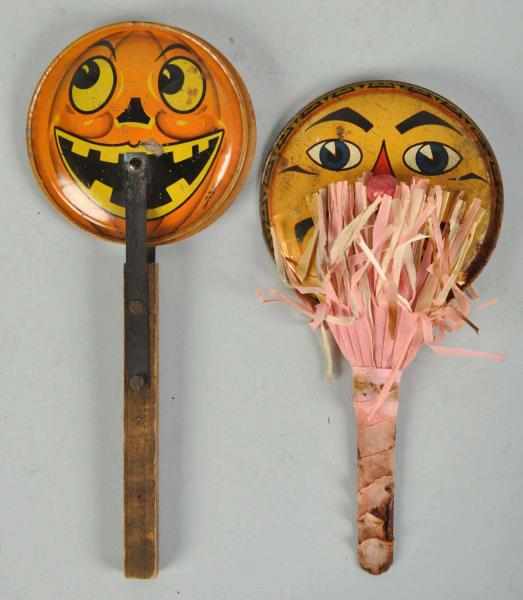 Appraisal: Lot of Tin Halloween Pumpkin Noisemakers Description One German and