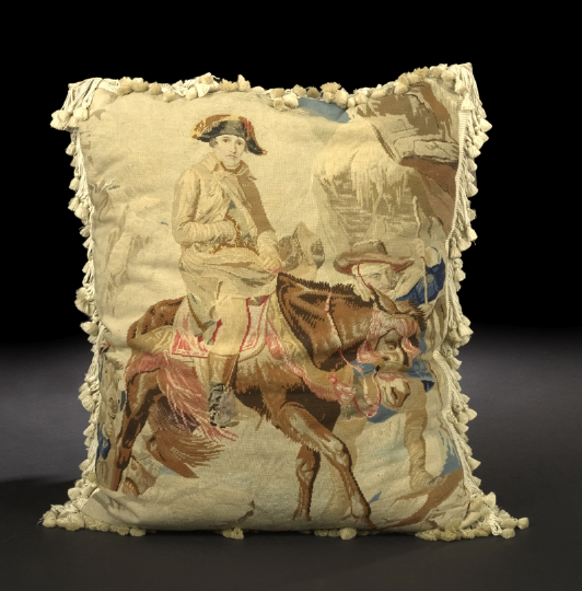 Appraisal: Large and Opulent Aubusson Tapestry-Faced Sofa Pillow featuring Napoleon I