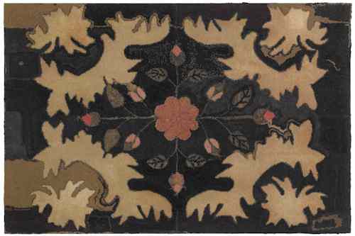 Appraisal: American hooked rug ca with a leaf and floral decoration