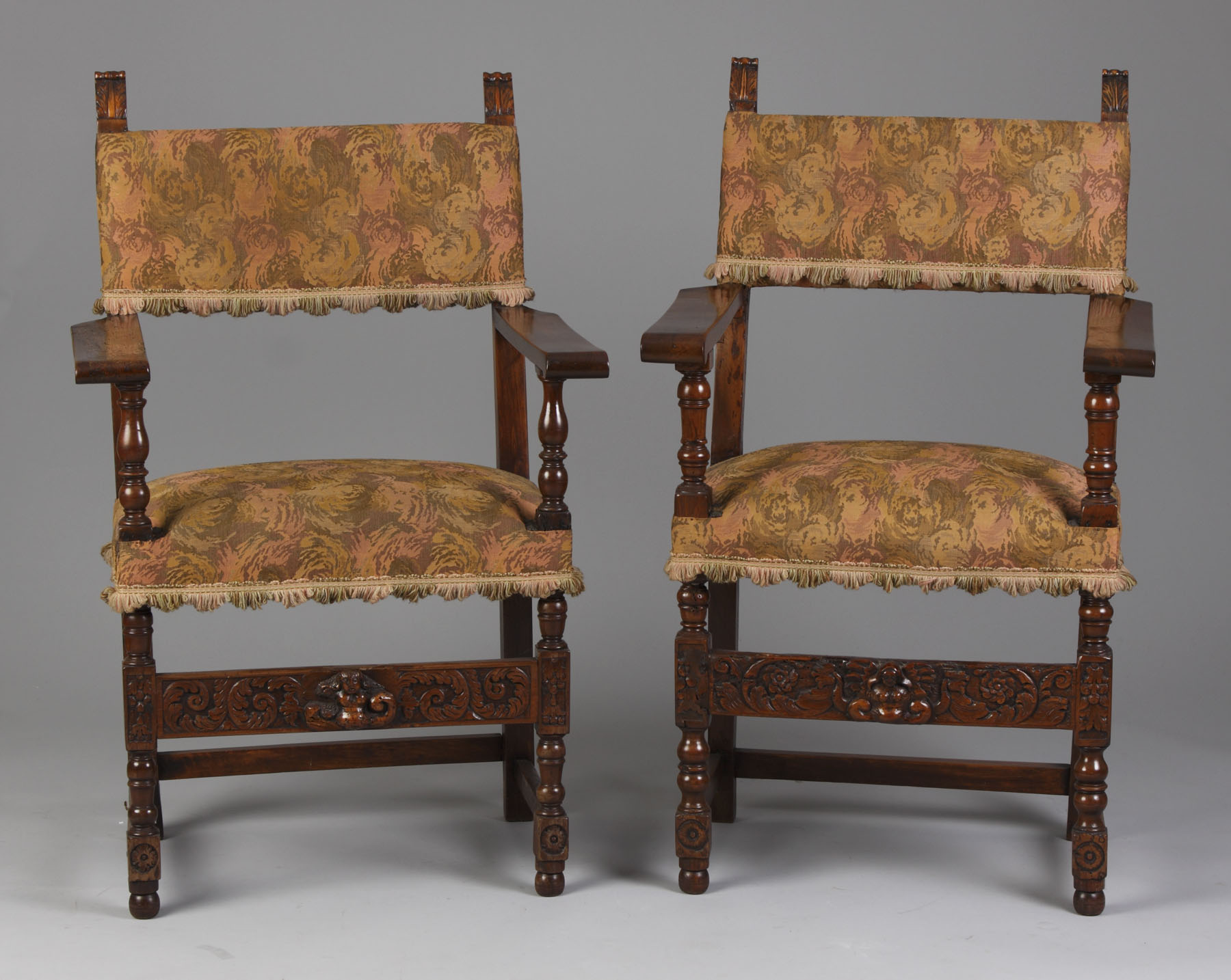 Appraisal: Similar Early English Arm Chairs Condition Old restorations Dimensions Ht