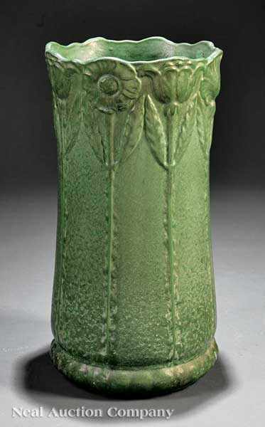 Appraisal: An American Art Pottery Umbrella Stand early th c green