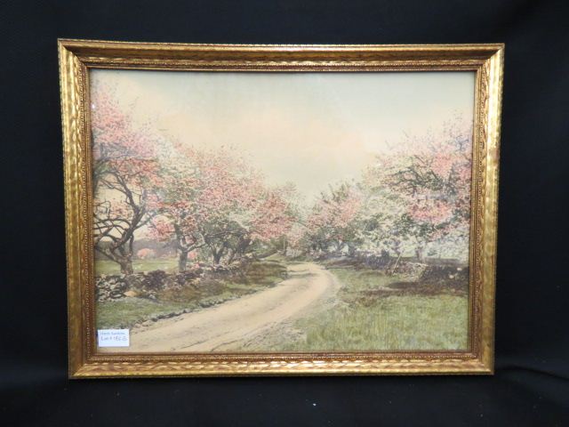 Appraisal: Wallace Nutting Print of Apple Treesin bloom along a country