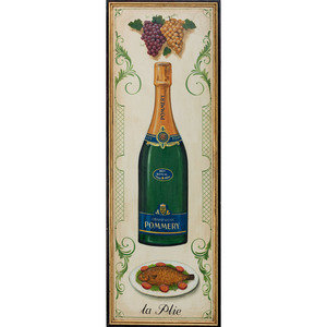 Appraisal: A Champagne Pommery and la Plie Painted Advertising Panel th