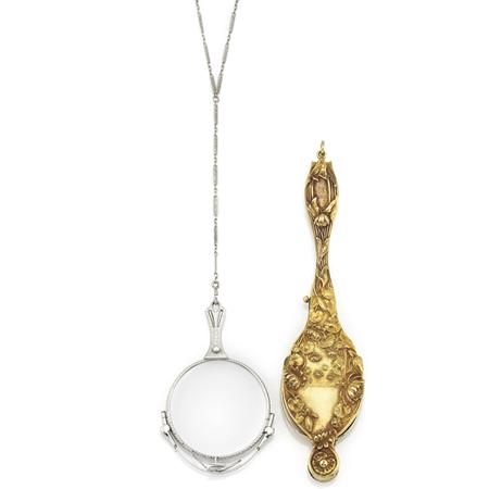 Appraisal: Art Nouveau Gold Lorgnette and White Gold Lorgnette Estimate -