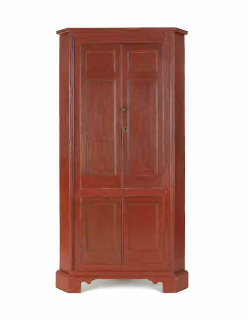 Appraisal: Painted pine one-piece corner cupboard early th c h w