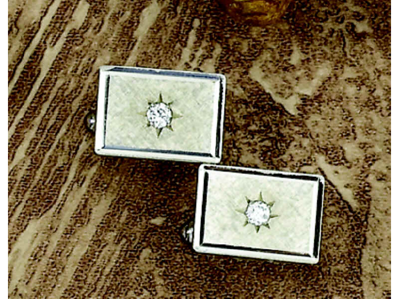 Appraisal: DIAMOND CUFF LINKS k white gold with rectangular shape set