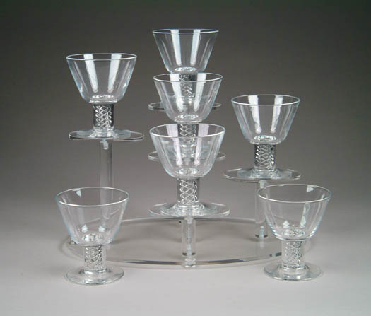 Appraisal: SET OF SEVEN STEUBEN AIR TWIST OLD FASHION GLASSES Round