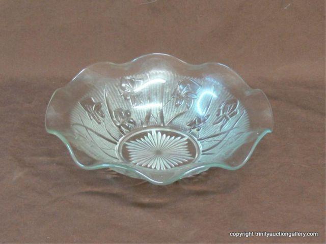 Appraisal: Iris Herringbone Fluted Edge Serving Bowl - bowl in clear