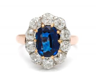 Appraisal: A Yellow Gold Platinum Sapphire and Diamond Ring dwts A