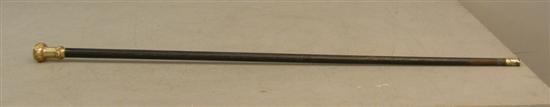 Appraisal: th century walking stick with yellow coloured metal handle and