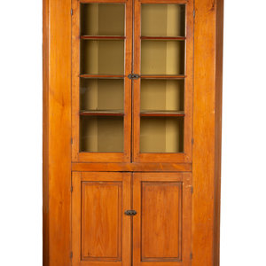 Appraisal: A Federal Pine and Maple Corner Cupboard Circa electrified with