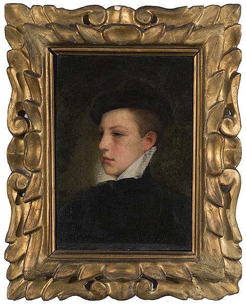 Appraisal: PORTRAIT ATTRIBUTED TO GUSTAVE JEAN JACQUET OIL ON BOARD Gustave