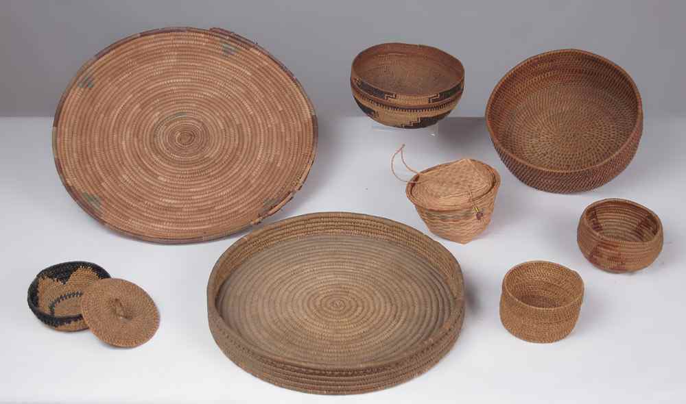 Appraisal: COLLECTION OF NATIVE AMERICAN WOVEN BASKETS An assembled collection including