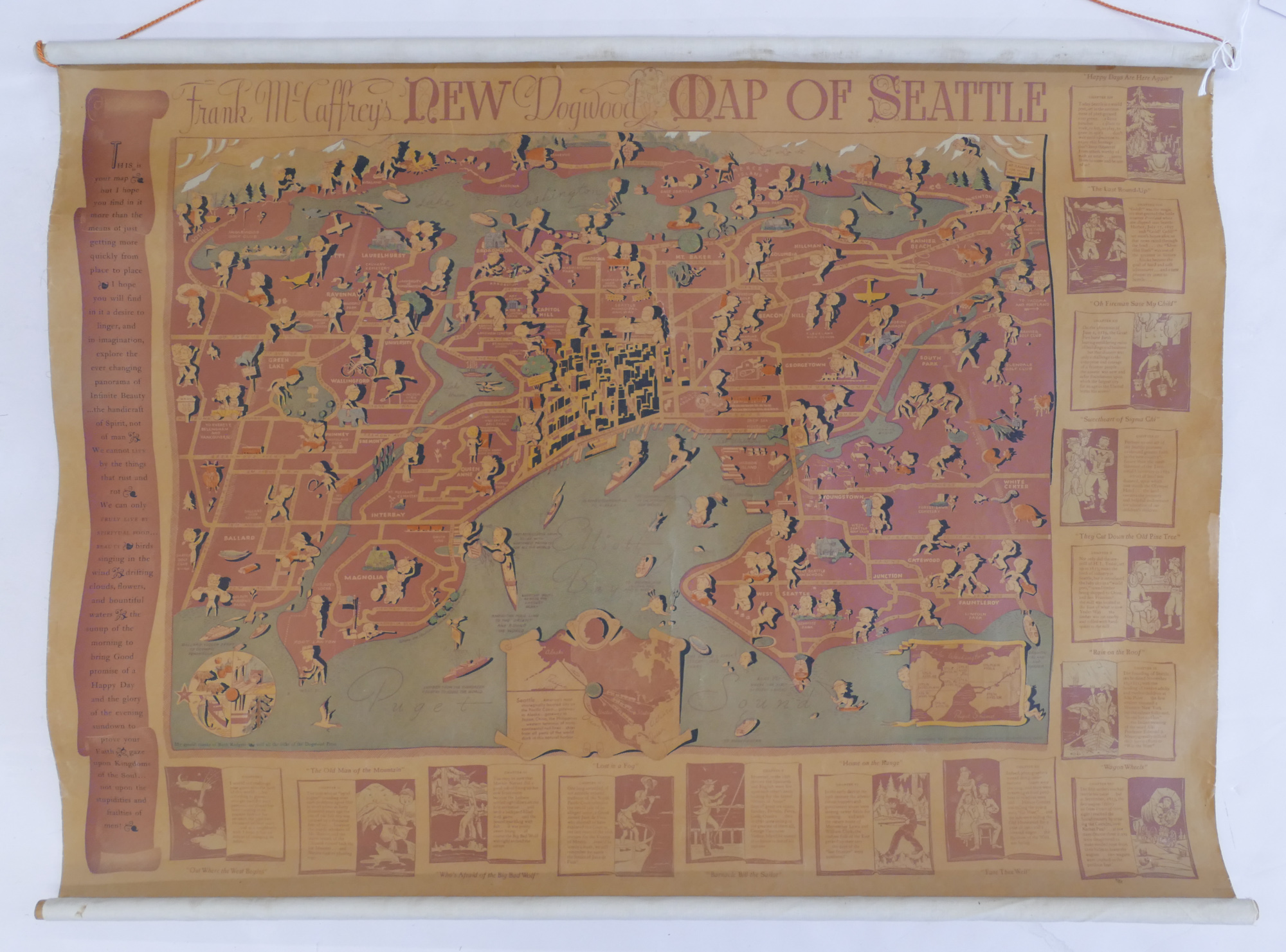 Appraisal: Vintage Frank McCaffrey's Map of Seattle ''x '' - Linen