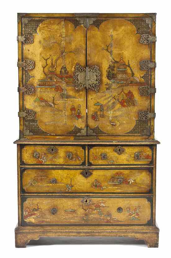 Appraisal: A George I Style Lacquered and Parcel Gilt Cabinet on