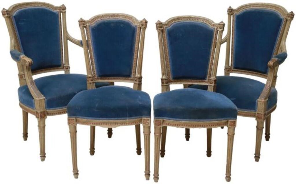 Appraisal: lot of French Louis XVI style painted chairs th c