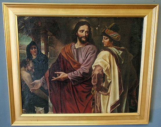 Appraisal: Oil on canvas painting of the Good Samaritan unsigned x