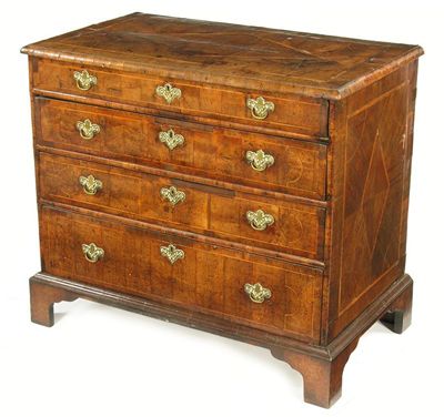 Appraisal: An early th century walnut chest with boxwood stringing the