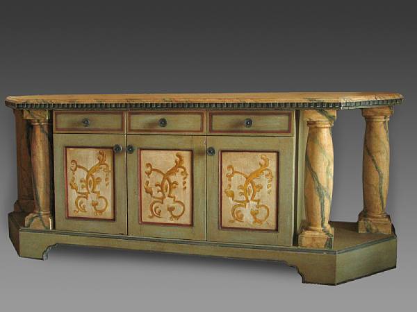 Appraisal: An Italian Baroque style paint decorated credenza height in width