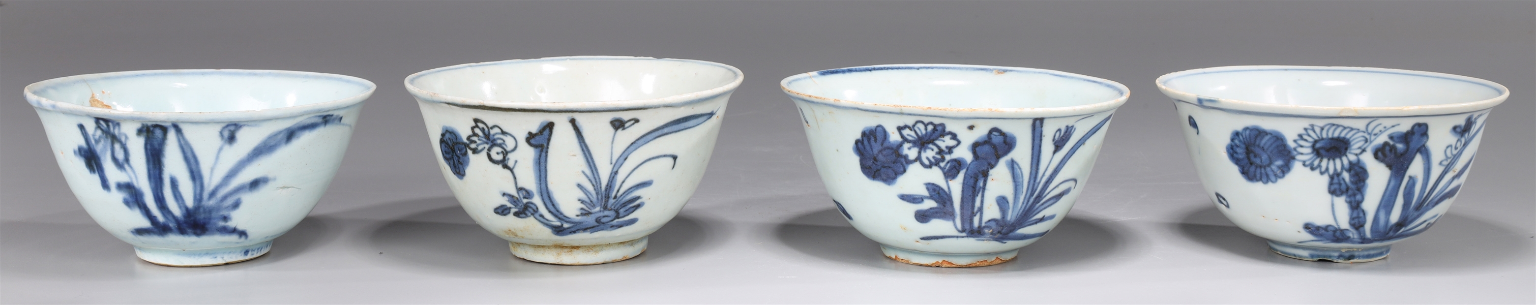 Appraisal: Group of four Chinese Ming Dynasty blue and white porcelain