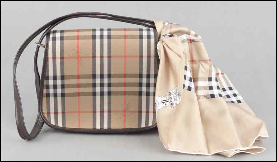 Appraisal: BURBERRY NOVA CHECK CANVAS AND LEATHER HANDBAG Together with a